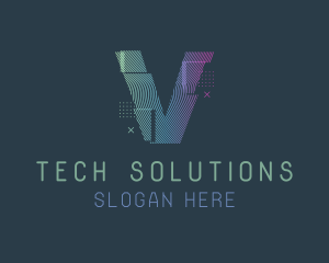 Modern Glitch Letter V logo