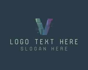 Modern Glitch Letter V logo