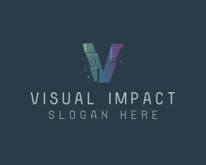 Modern Glitch Letter V logo design