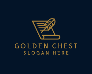 Golden Legal Paper Feather logo design