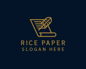 Golden Legal Paper Feather logo design