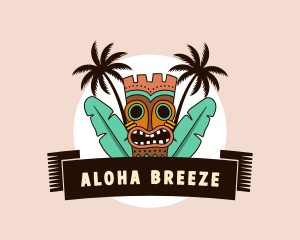 Hawaiian Tiki Beach logo design