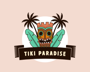 Hawaiian Tiki Beach logo design