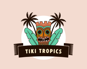 Hawaiian Tiki Beach logo design