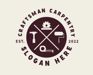 Hipster Carpenter Tools logo design