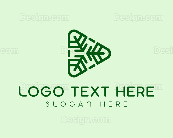 Geometric Leaf Play Button Logo