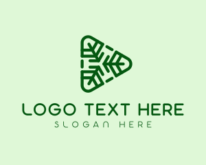 Geometric Leaf Play Button logo