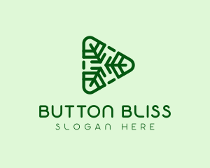 Geometric Leaf Play Button logo design