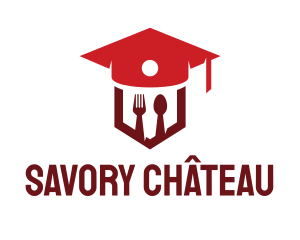 Graduation Hat Cutlery logo design