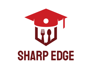 Graduation Hat Cutlery logo design