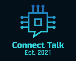 Blue Gradient Microchip Talk logo design