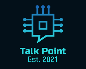 Blue Gradient Microchip Talk logo design