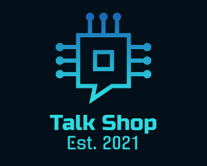 Blue Gradient Microchip Talk logo design