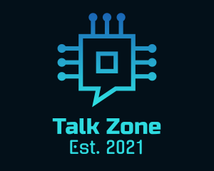 Blue Gradient Microchip Talk logo design