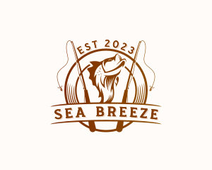 Sea Bass Fishing Rod logo design