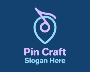 Musical Note Location Pin logo design