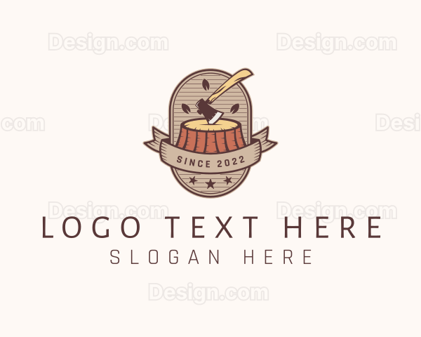 Lumber Logging Stump Logo