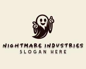 Creepy Halloween Ghost logo design