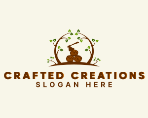 Wood Axe Woodworking logo design