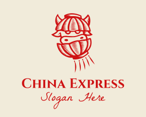 Red Chinese Ox  logo design