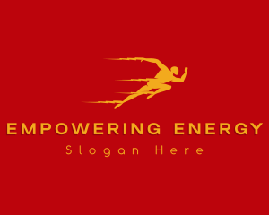 Running Human Lightning logo design