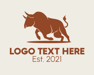 Brown Bison Animal logo