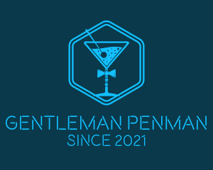 Blue  Gentleman Cocktail logo design