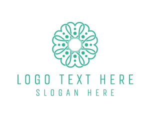 Green Clover Flower logo