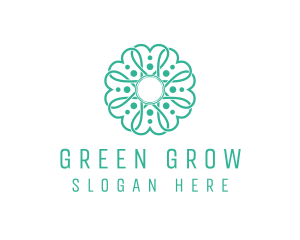 Green Clover Flower logo design