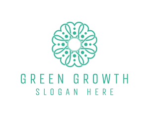 Green Clover Flower logo design