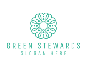 Green Clover Flower logo design