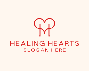 Letter H Heart logo design