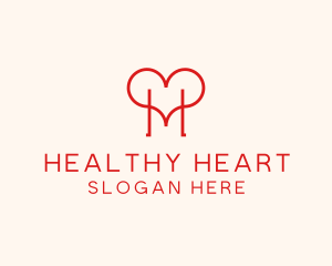 Letter H Heart logo design