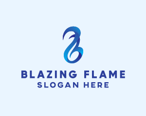 3D Blue Letter B Flame  logo design