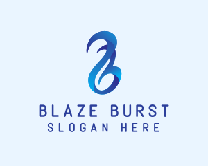 3D Blue Letter B Flame  logo design