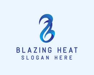 3D Blue Letter B Flame  logo design