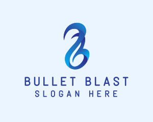 3D Blue Letter B Flame  logo design