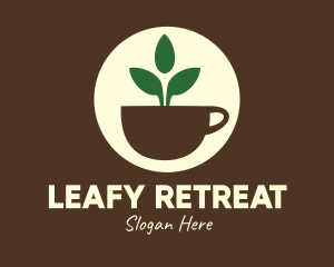 Herbal Tea Cup Leaves logo design