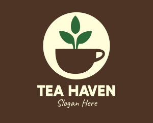 Herbal Tea Cup Leaves logo design