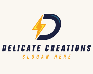 Lightning Bolt Letter D  logo design