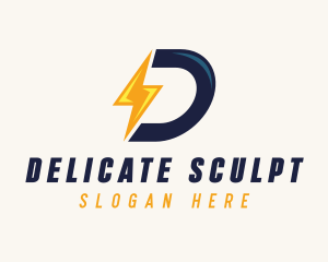 Lightning Bolt Letter D  logo design