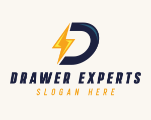 Lightning Bolt Letter D  logo design