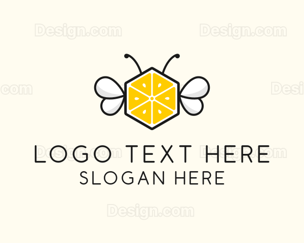 Lemon Hexagon Bee Logo