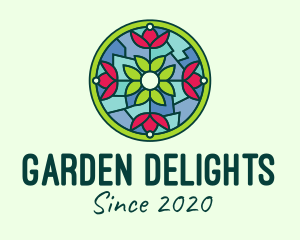 Ornamental Flower Stained Glass logo design