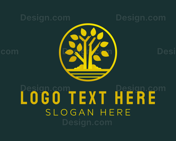 Golden Metallic Tree Logo