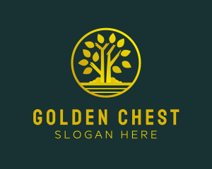 Golden Metallic Tree logo design