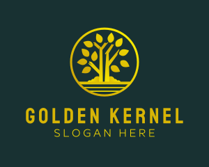 Golden Metallic Tree logo design