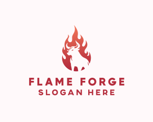 Flaming Bull BBQ logo design