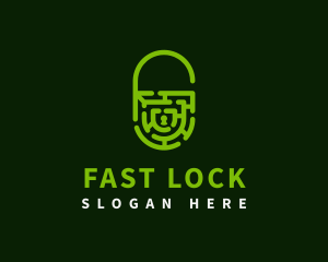 Open Padlock Labyrinth logo design