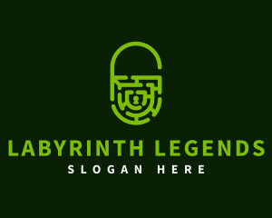 Open Padlock Labyrinth logo design